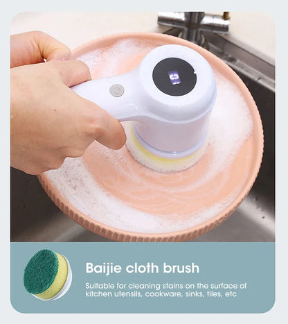 2025 Cordless Electric Spin Scrubber – 5 Brush Heads, Waterproof