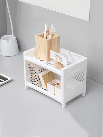 Double Layer Desktop Storage Rack – White (1PC