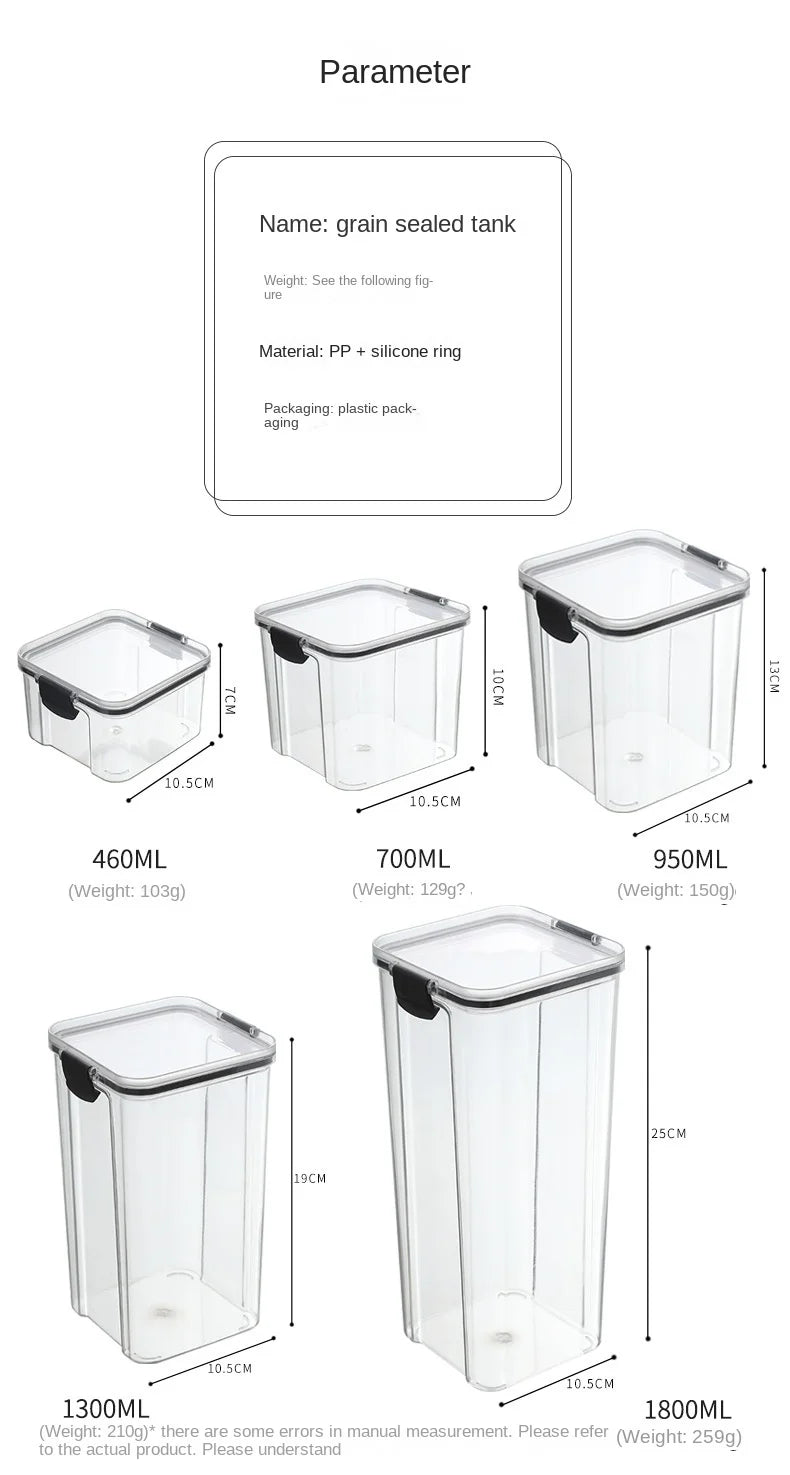 Large Sealed Grain Storage Jars – Moisture-Proof Plastic Set
