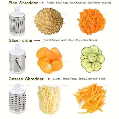 Rotary Cheese & Veggie Grater – 3 Stainless Blades