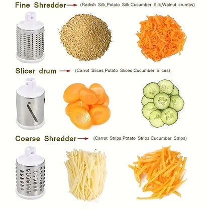 3-in-1 Manual Vegetable Cutter & Slicer with 3 Drums