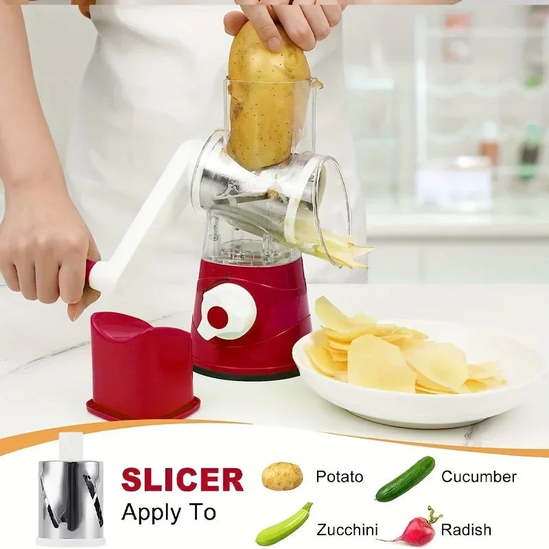 3-in-1 Manual Vegetable Cutter & Slicer with 3 Drums