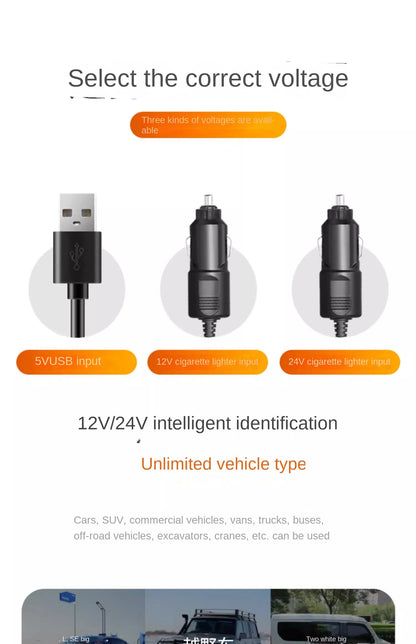 3-Head 360° Adjustable Car Fan – USB/12V/24V Dual Speed