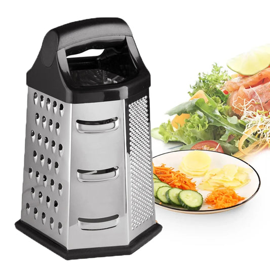 6-Sided Stainless Steel Box Grater – Multi-Function Slicer & Shredder