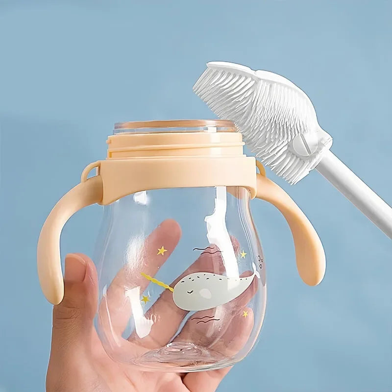 Silicone Baby Bottle Brush with Nipple Cleaner – Long Handle, BPA Free