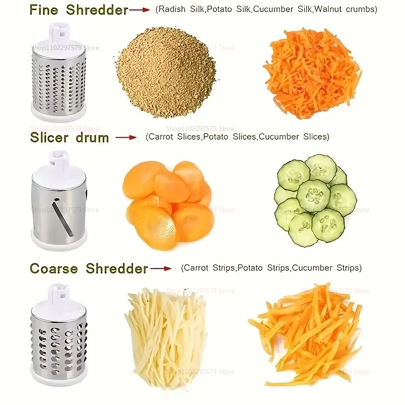 3-in-1 Manual Vegetable Cutter & Slicer with 3 Drums