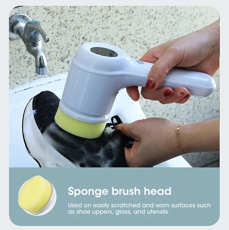 2025 Cordless Electric Spin Scrubber – 5 Brush Heads, Waterproof