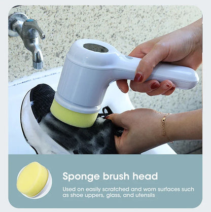2025 Cordless Electric Spin Scrubber – 5 Brush Heads, Waterproof