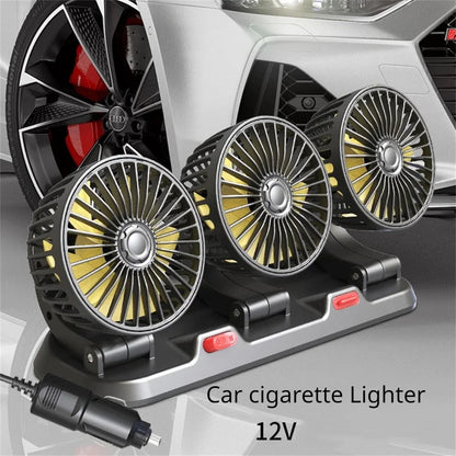 3-Head 360° Adjustable Car Fan – USB/12V/24V Dual Speed