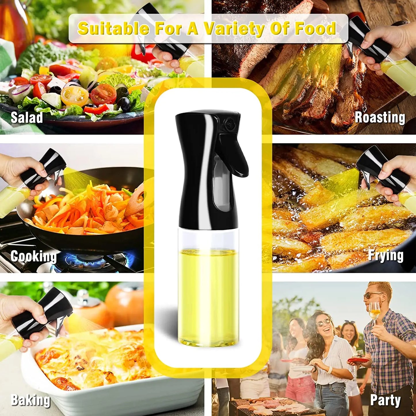 Oil Spray Bottle – 200/300/500ml for Cooking, BBQ & Baking