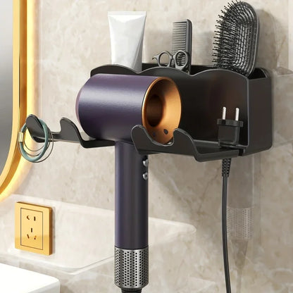 Wall-Mounted Hair Dryer Storage Rack – Non-Perforated Bathroom Bracket