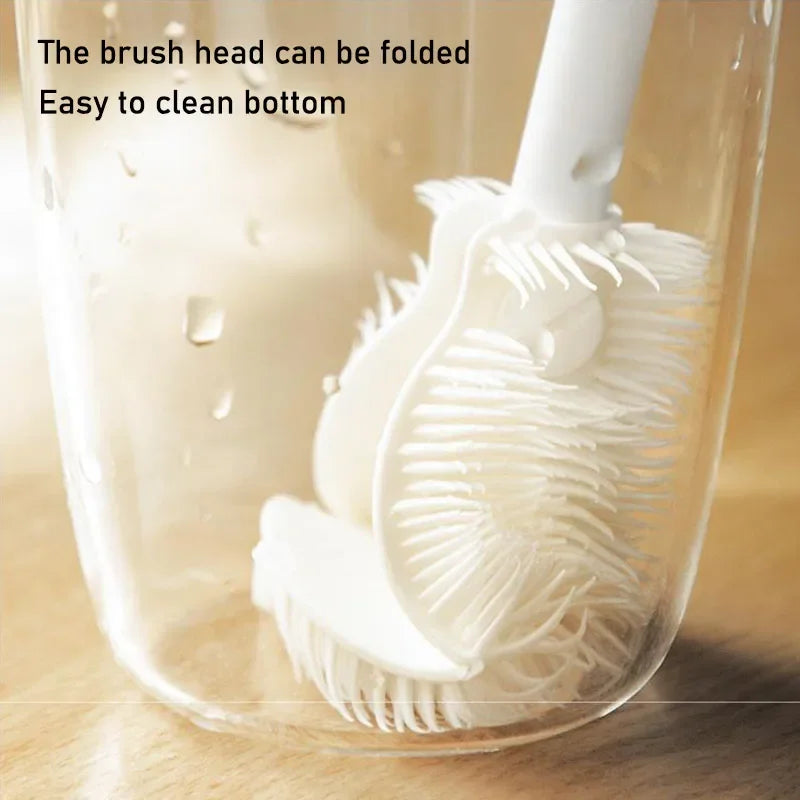 Silicone Baby Bottle Brush with Nipple Cleaner – Long Handle, BPA Free