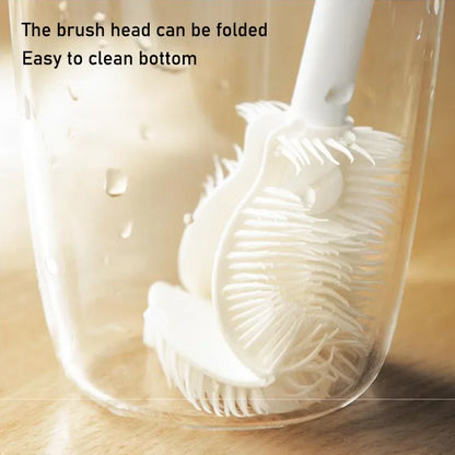 Silicone Baby Bottle Brush with Nipple Cleaner – Long Handle, BPA Free
