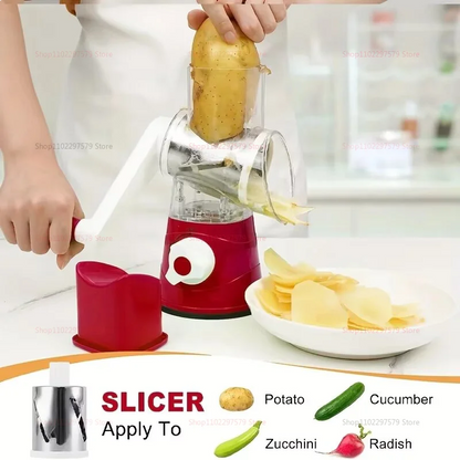 3-in-1 Manual Vegetable Cutter & Slicer with 3 Drums