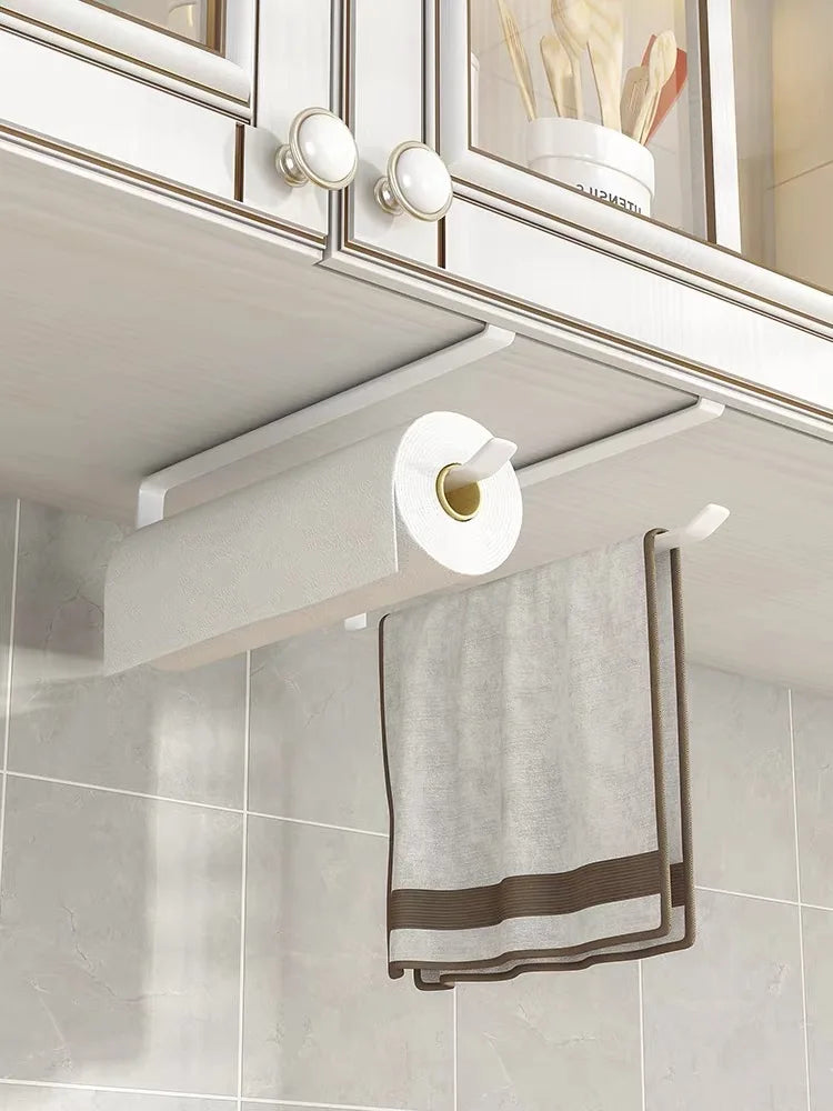 No-Drill Paper Towel Rack – Under Cabinet Tissue Holder