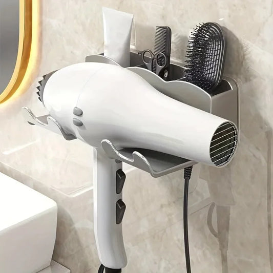 Wall-Mounted Hair Dryer Storage Rack – Non-Perforated Bathroom Bracket