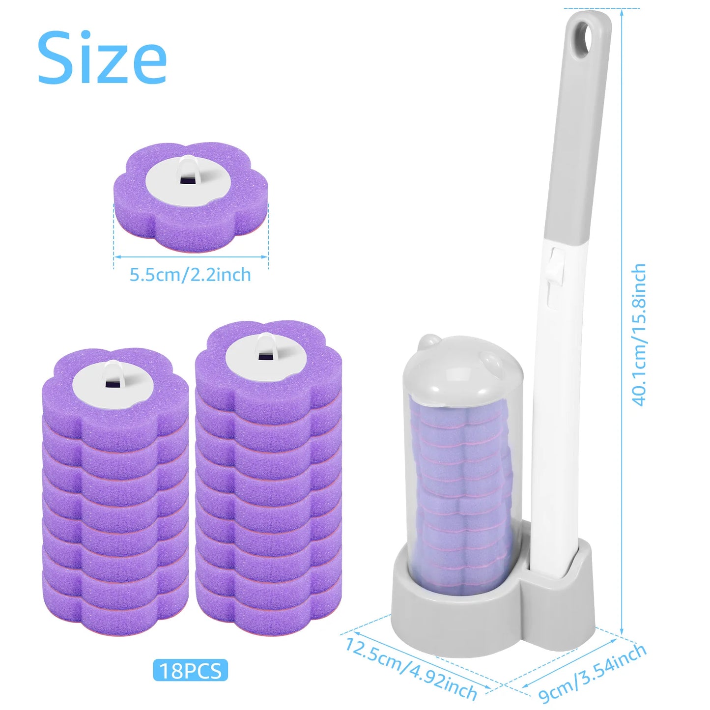 Toilet Brush Cleaning Kit with Disposable Heads – 18/36 PCS