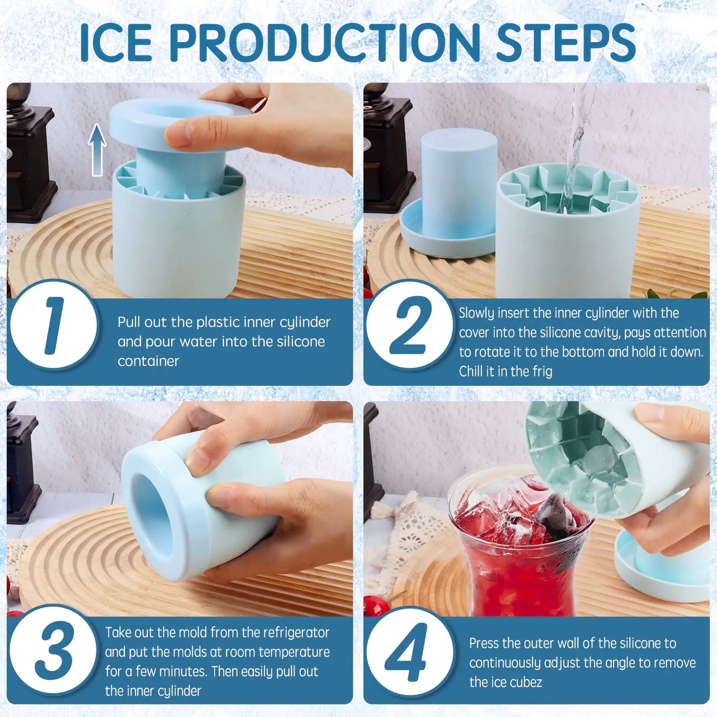 Silicone Ice Cube Maker Bucket – Round Mold