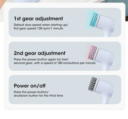 2025 Cordless Electric Spin Scrubber – 5 Brush Heads, Waterproof