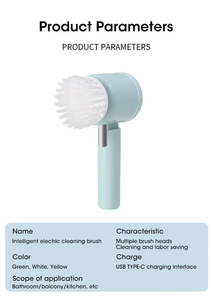 2025 Cordless Electric Spin Scrubber – 5 Brush Heads, Waterproof