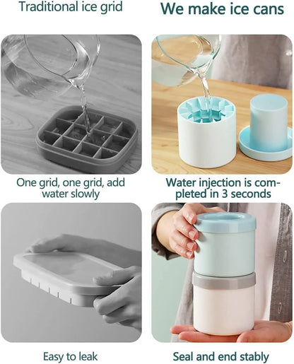 Silicone Ice Cube Maker Bucket – Round Mold