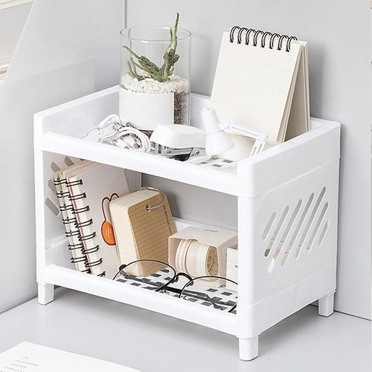 Double Layer Desktop Storage Rack – White (1PC