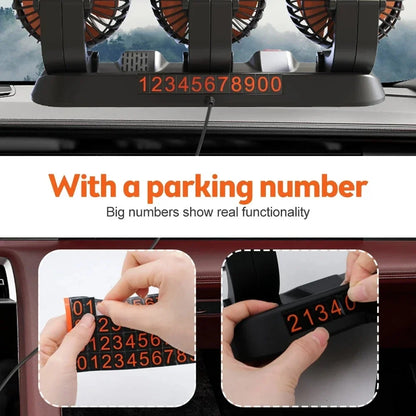 3-Head 360° Adjustable Car Fan – USB/12V/24V Dual Speed