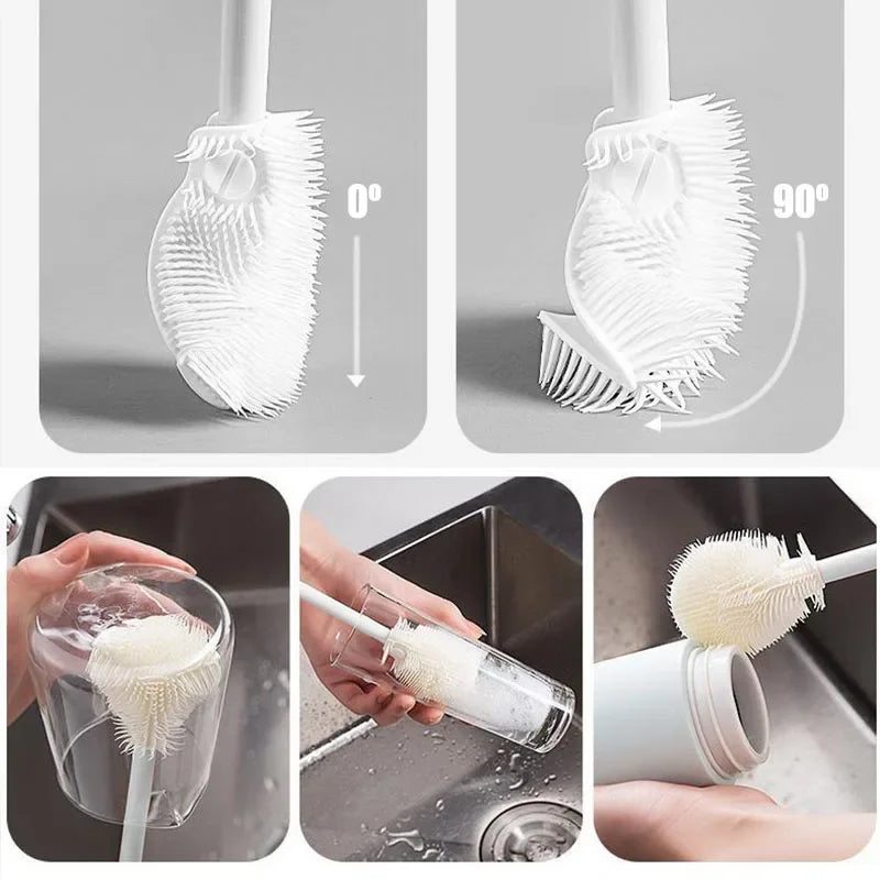 Silicone Baby Bottle Brush with Nipple Cleaner – Long Handle, BPA Free
