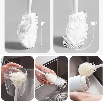 Silicone Baby Bottle Brush with Nipple Cleaner – Long Handle, BPA Free