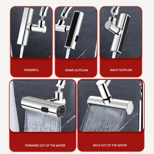 3-Mode Swivel Kitchen Faucet Nozzle – Splash-Proof Extension