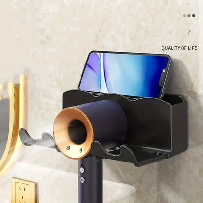 Wall-Mounted Hair Dryer Storage Rack – Non-Perforated Bathroom Bracket