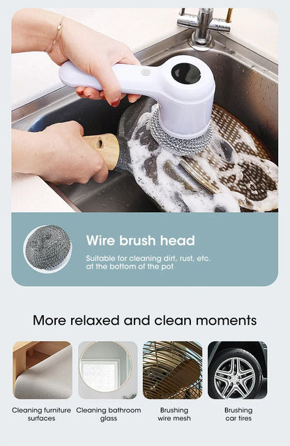 2025 Cordless Electric Spin Scrubber – 5 Brush Heads, Waterproof