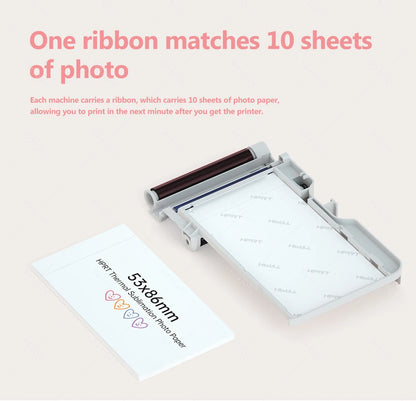 HPRT CP2100 2x3" Wireless Photo Printer, 300DPI, Portable with Paper & Ribbon Storage.