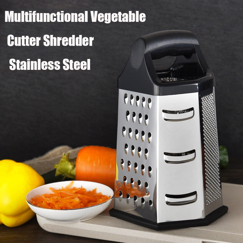 6-Sided Stainless Steel Box Grater – Multi-Function Slicer & Shredder